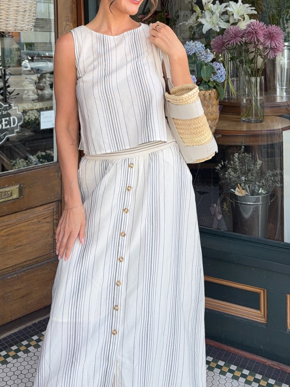 Striped Cream Matching Set